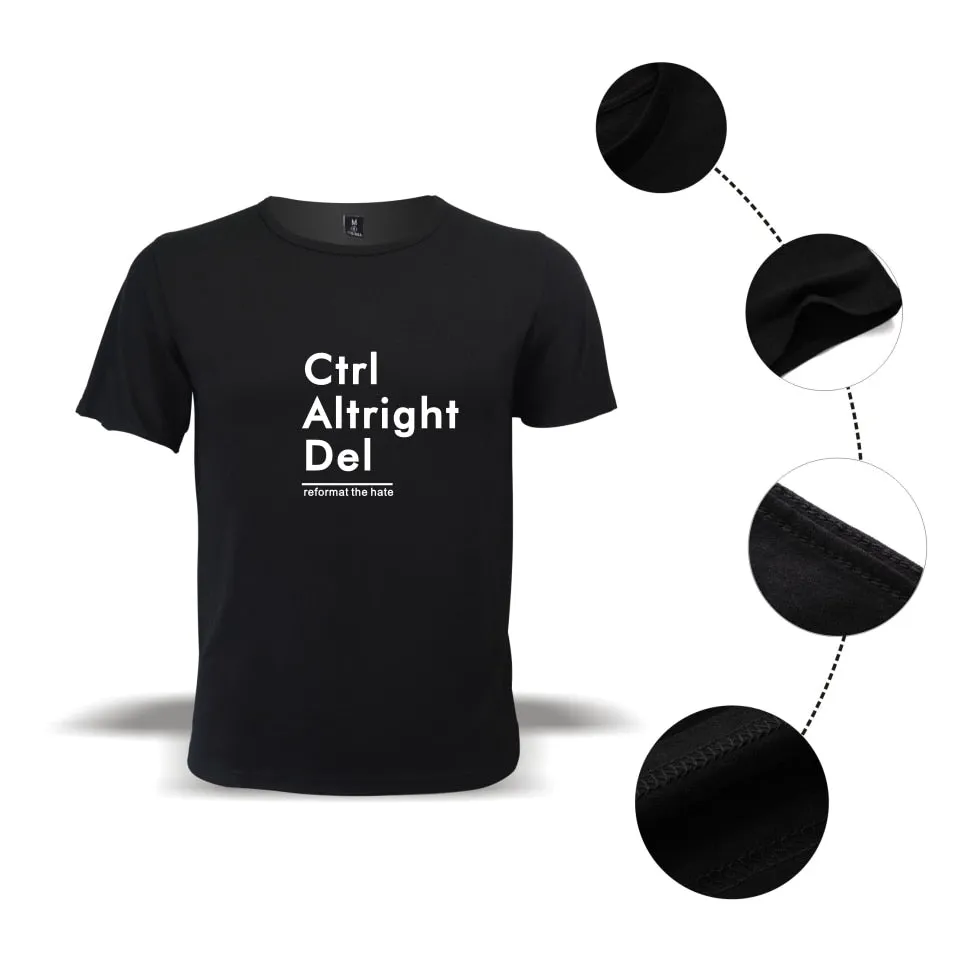 Ctrl Altright Del Short Sleeve Tee Shirt Men Cotton Tshirt Men Funny Fashion Black High Quality Couple short sleeves XXS-4XL