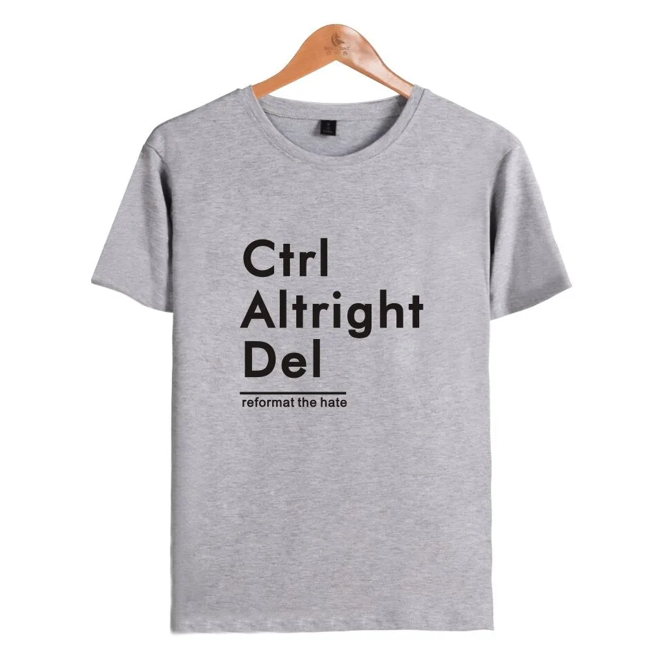 Ctrl Altright Del Short Sleeve Tee Shirt Men Cotton Tshirt Men Funny Fashion Black High Quality Couple short sleeves XXS-4XL