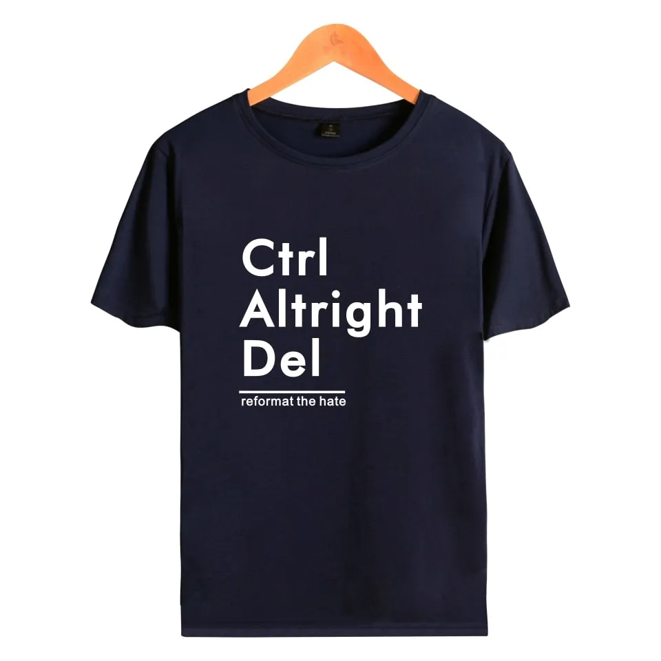 Ctrl Altright Del Short Sleeve Tee Shirt Men Cotton Tshirt Men Funny Fashion Black High Quality Couple short sleeves XXS-4XL