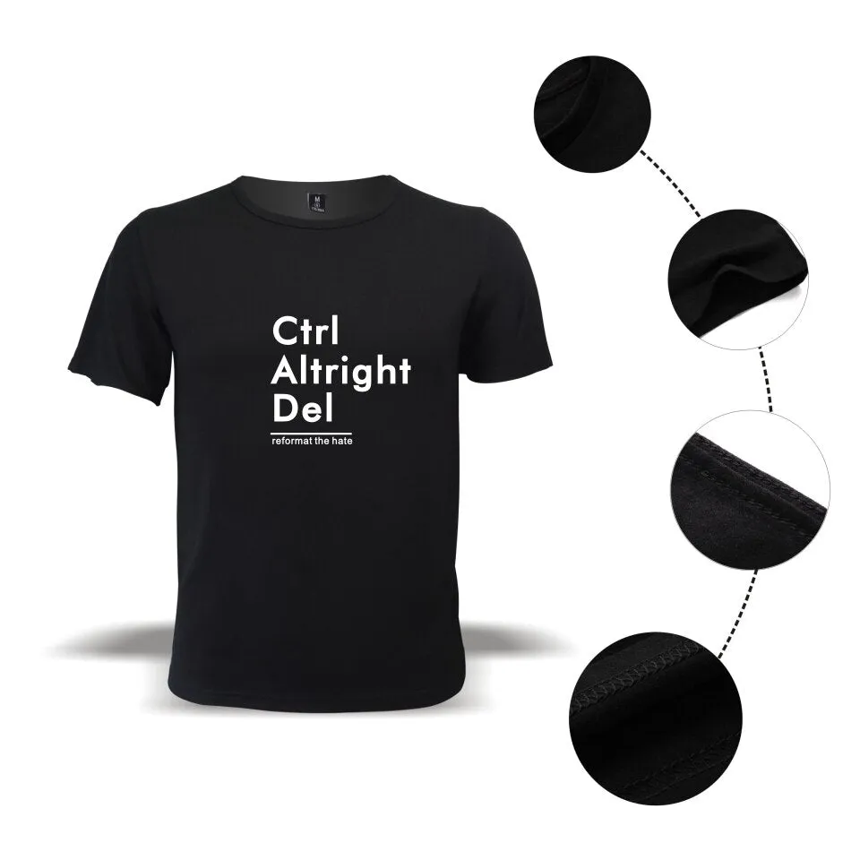 Ctrl Altright Del Short Sleeve Tee Shirt Men Cotton Tshirt Men Funny Fashion Black High Quality Couple short sleeves XXS-4XL