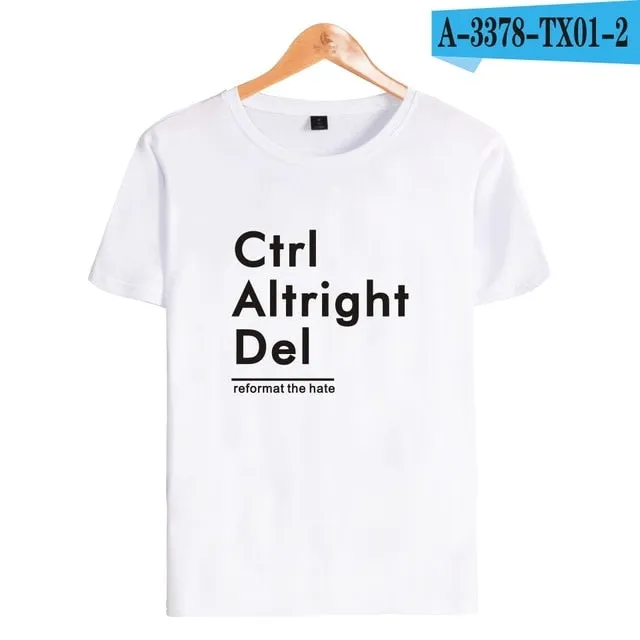 Ctrl Altright Del Short Sleeve Tee Shirt Men Cotton Tshirt Men Funny Fashion Black High Quality Couple short sleeves XXS-4XL