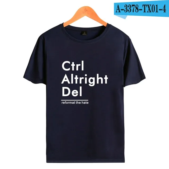 Ctrl Altright Del Short Sleeve Tee Shirt Men Cotton Tshirt Men Funny Fashion Black High Quality Couple short sleeves XXS-4XL