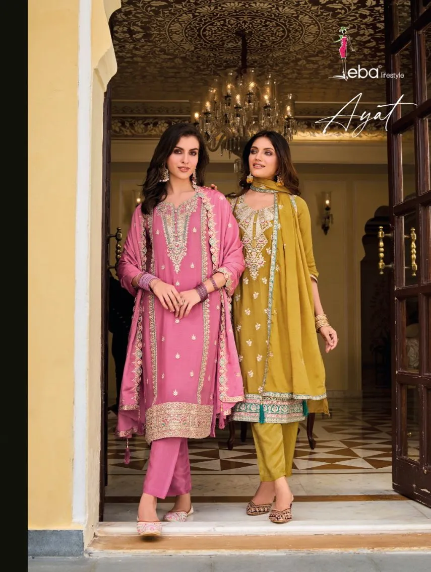 Designer Eba Ayat Heavy Chinon Embroidery Work Salwar Suits Design 1634