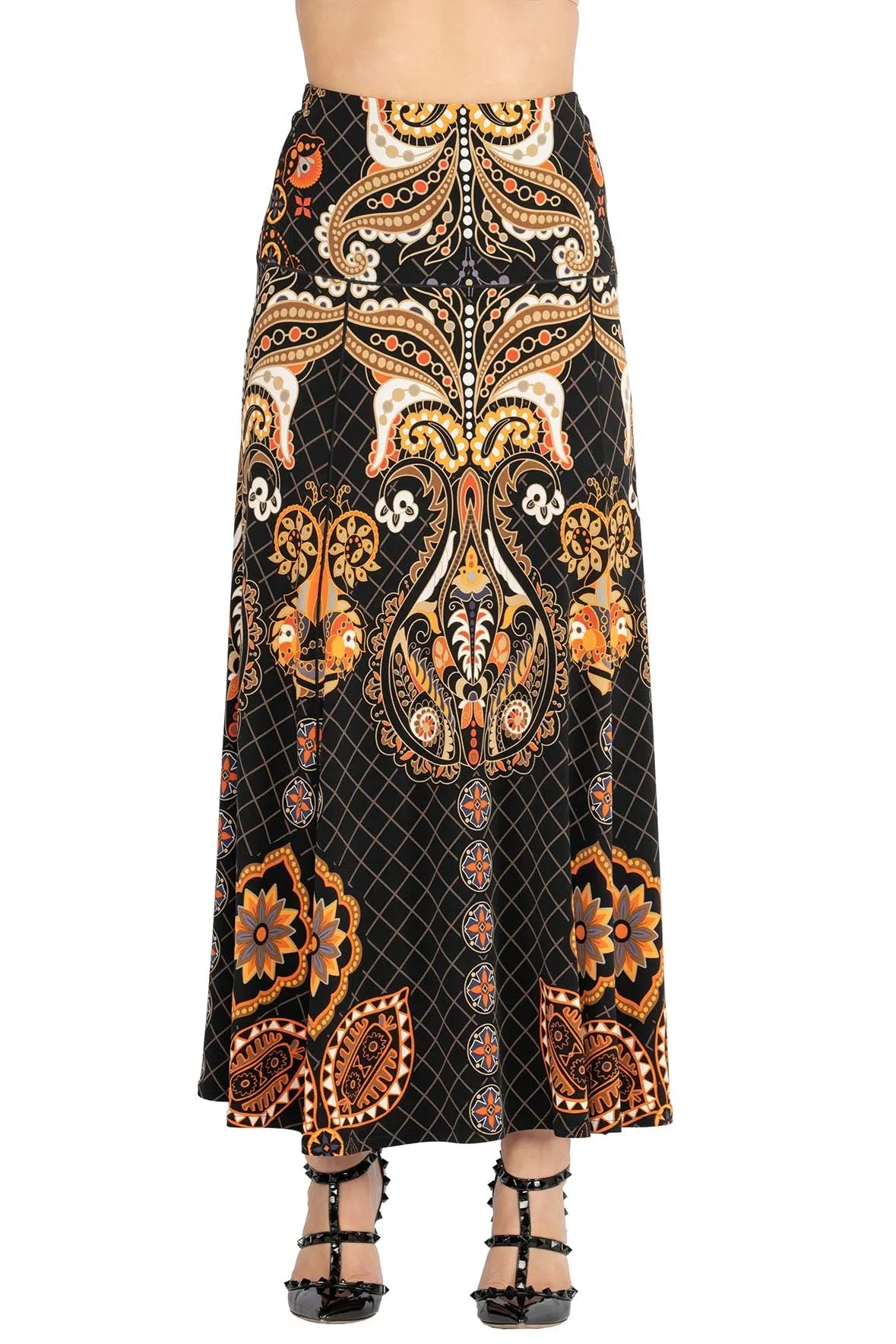 Double Waistband Long 4 Panel Skirt