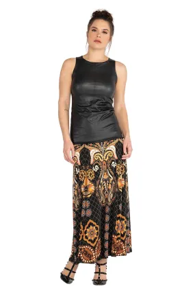 Double Waistband Long 4 Panel Skirt