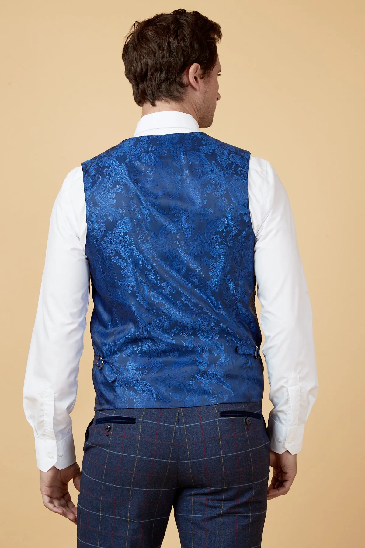 DRAKE - Navy Check Waistcoat