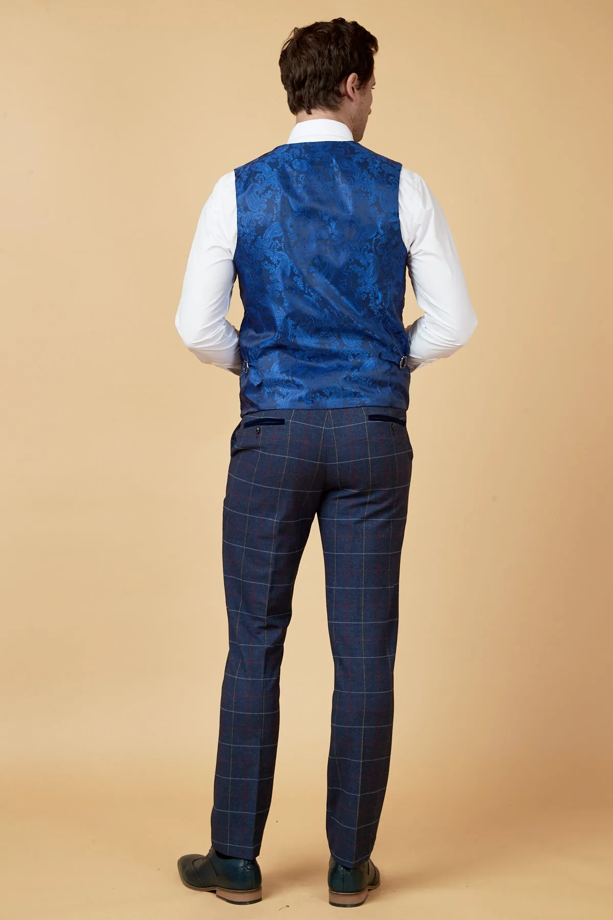 DRAKE - Navy Check Waistcoat