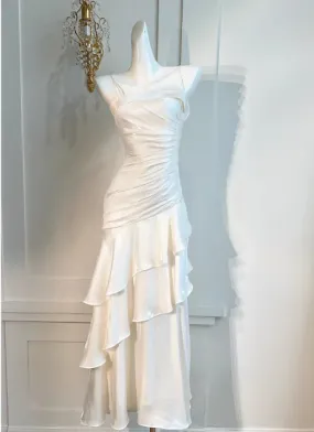 Elegant Formal Women's Dresses Spaghetti Straps Beige Mermaid Long Prom Dress Formal Party Gown