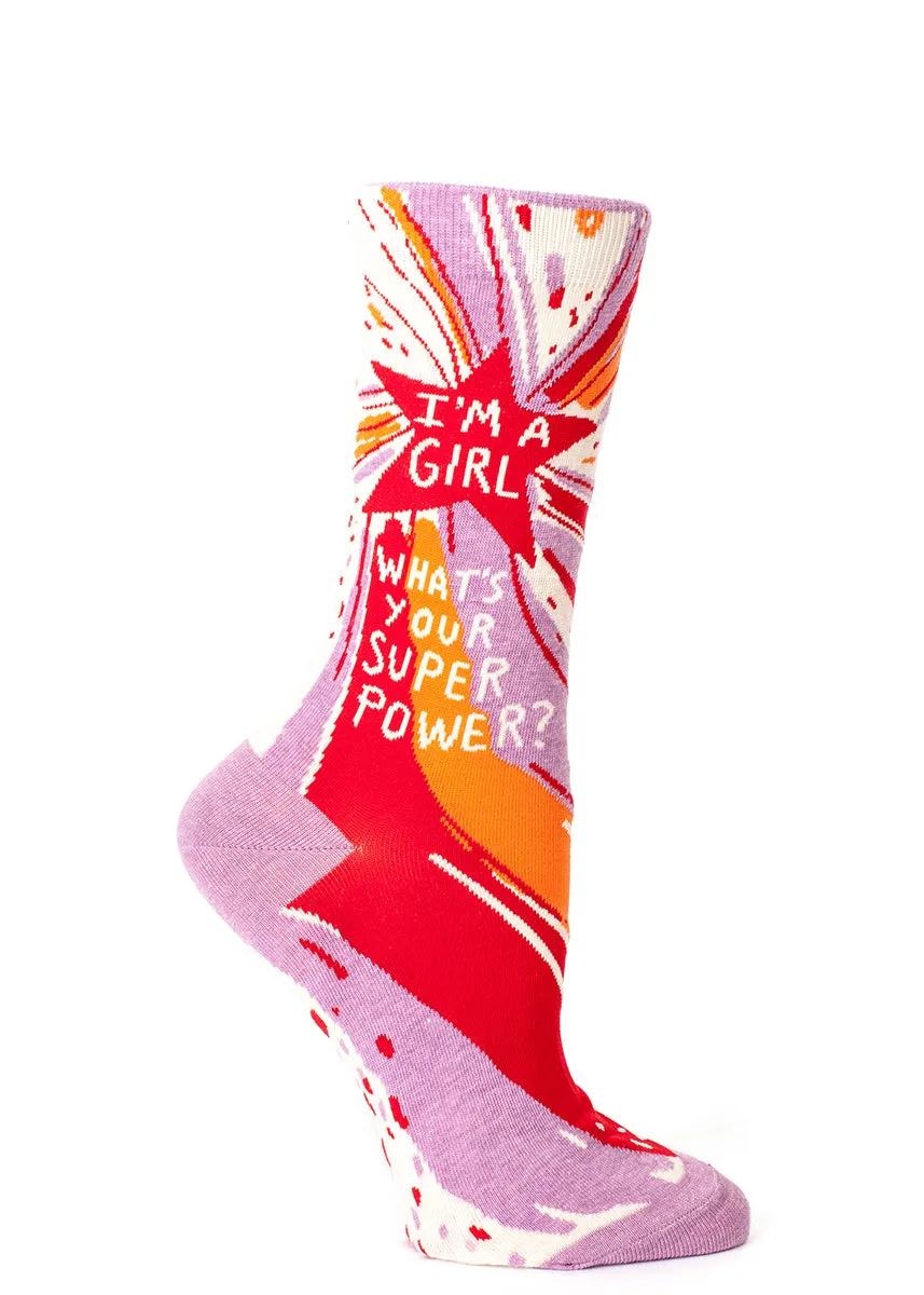 Girl Superpower Crew Socks