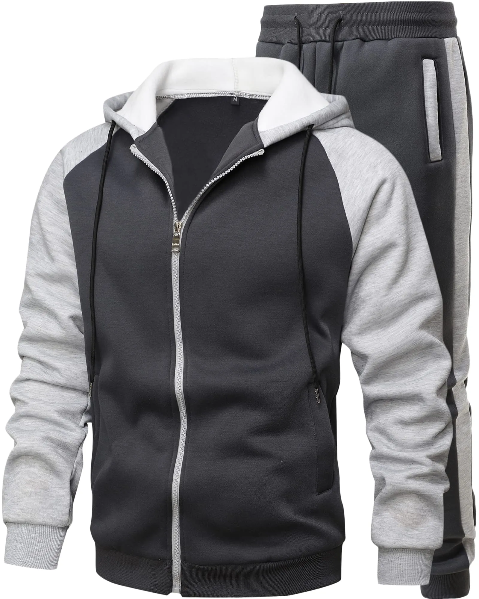 GXAMOY Men's 2 Pieces Tracksuits Running Sports Suits Drawstring Waistband Sweatsuit