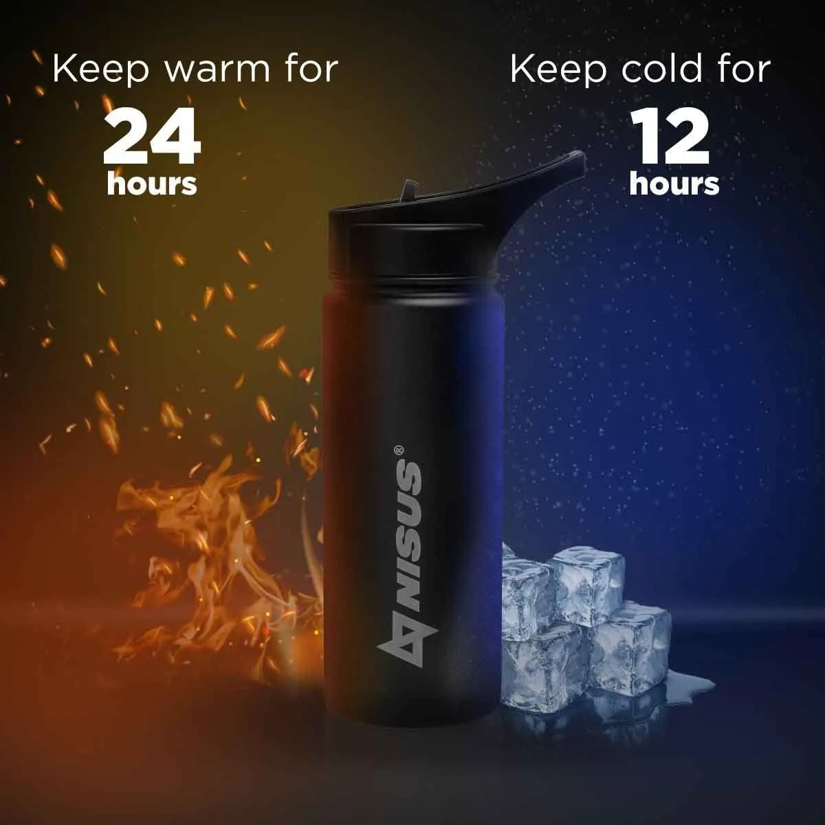 Insulated Sports Water Bottle | 18 oz | Stainless Steel | 3 Lid Types | CLEARANCE