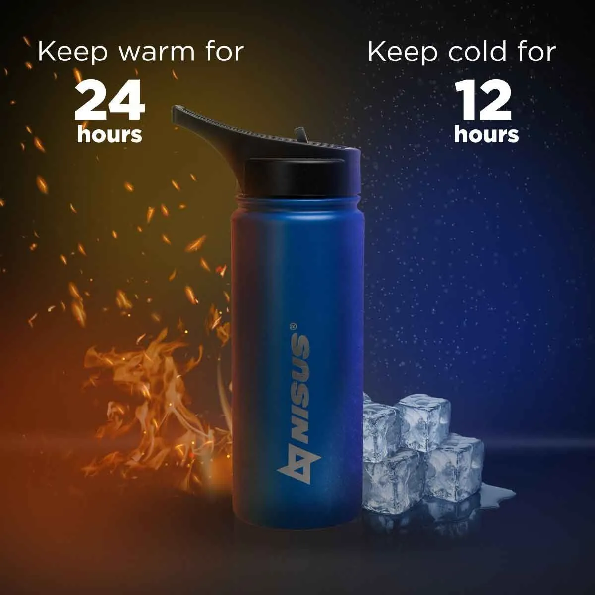Insulated Sports Water Bottle | 18 oz | Stainless Steel | 3 Lid Types | CLEARANCE