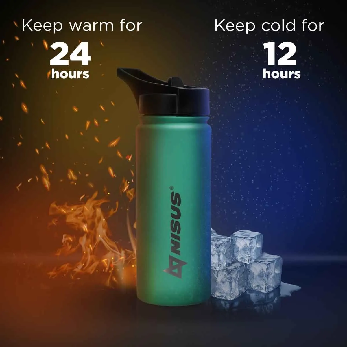 Insulated Sports Water Bottle | 18 oz | Stainless Steel | 3 Lid Types | CLEARANCE