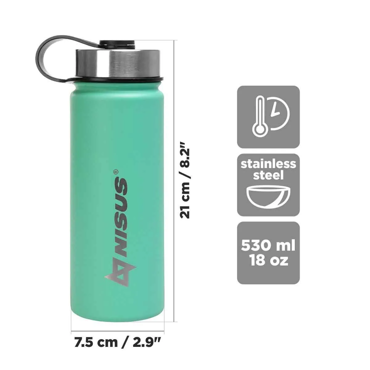 Insulated Sports Water Bottle | 18 oz | Stainless Steel | 3 Lid Types | CLEARANCE