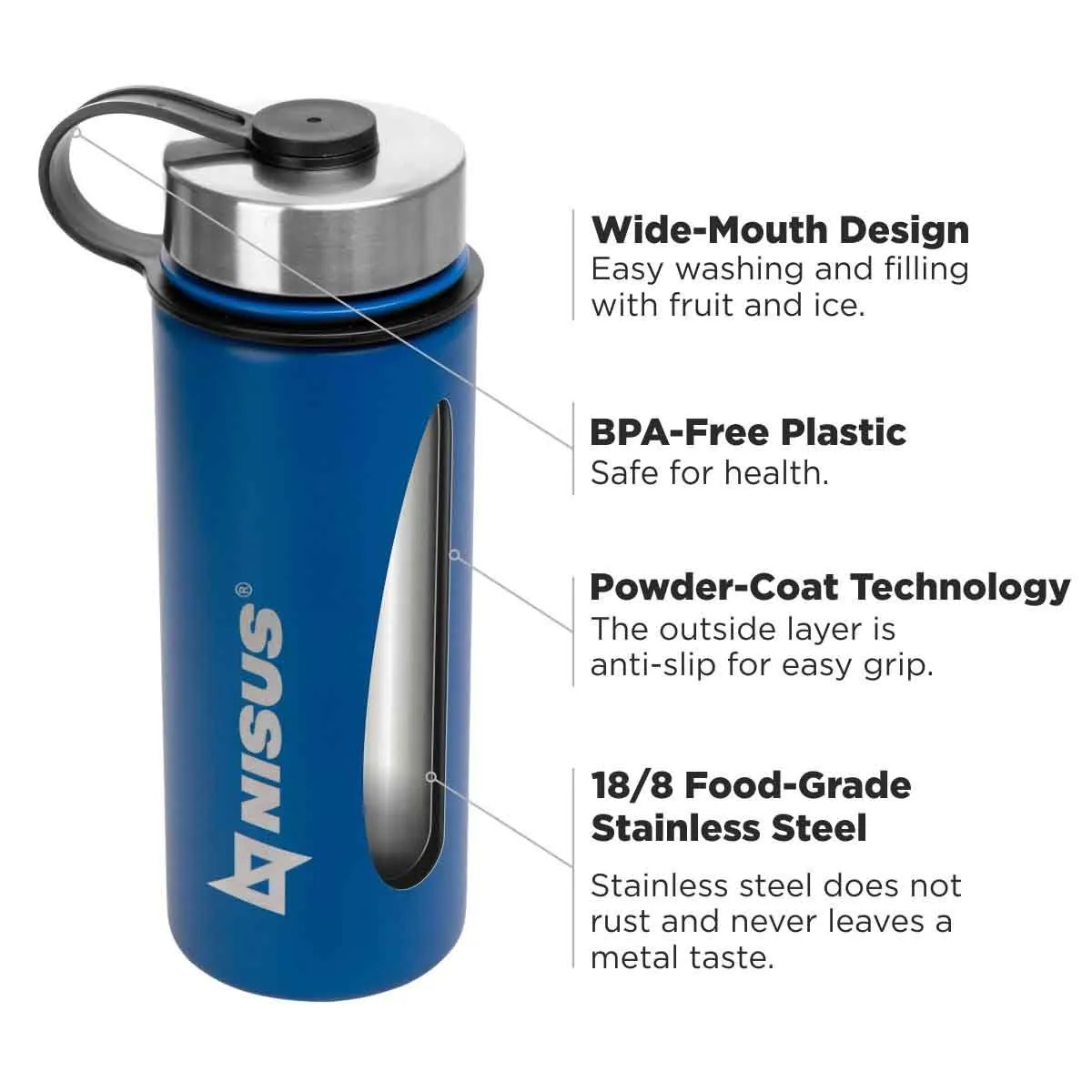 Insulated Sports Water Bottle | 18 oz | Stainless Steel | 3 Lid Types | CLEARANCE