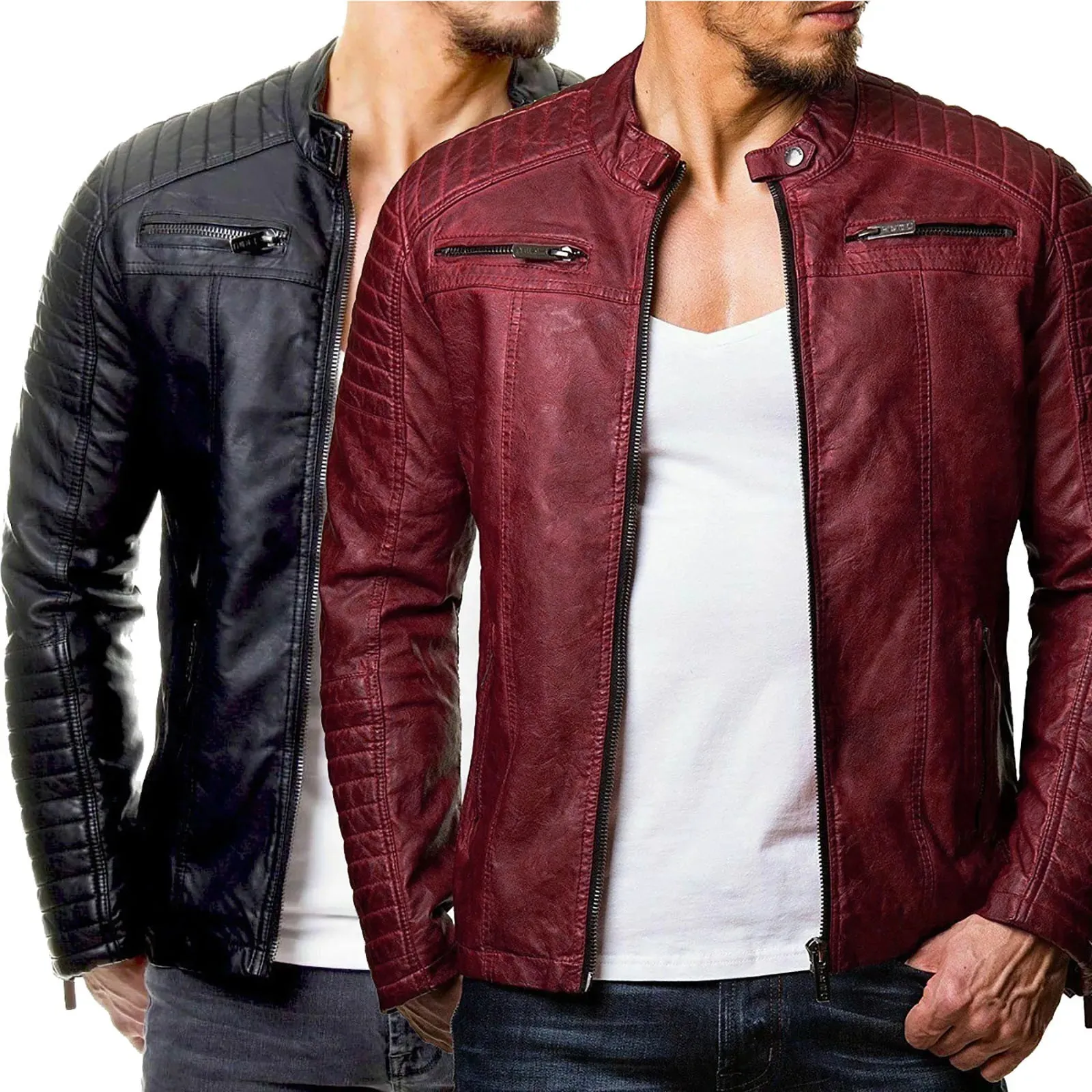 Jackets For Men Casual Work Fashion Men'S Motorcycle Riding Leather Jacket Windproof Rainproof