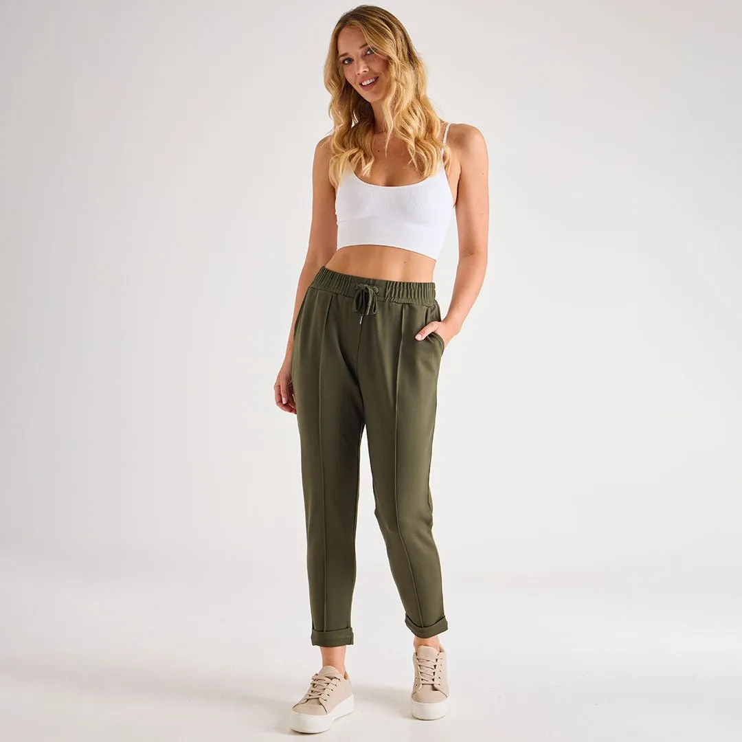 Ladies Ponte Jogger Khaki