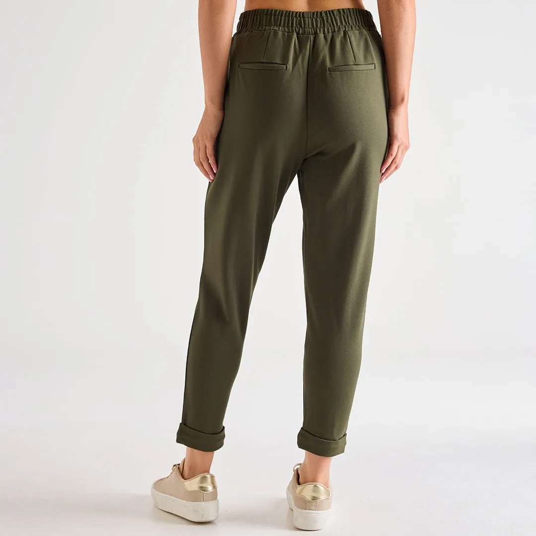 Ladies Ponte Jogger Khaki