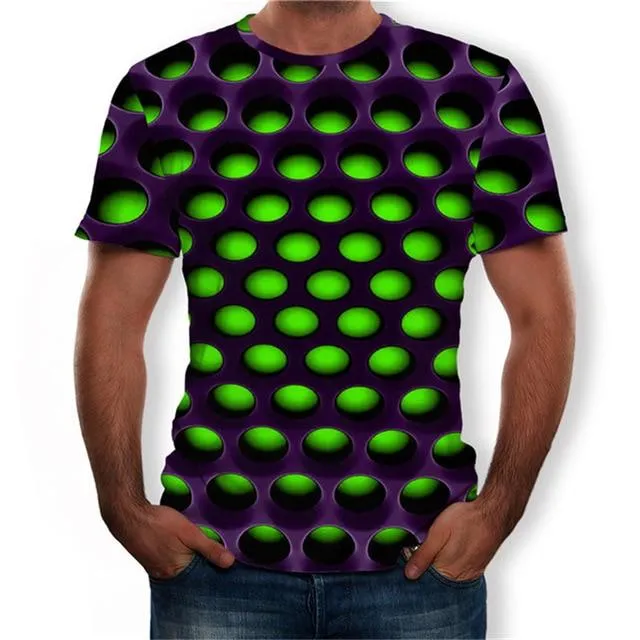 Large Size Men T-Shirt 2019 Summer Geometric Circle 3D Printed Top Tees Fashion O--Neck Short Sleeve Casual Loose Men Shirts