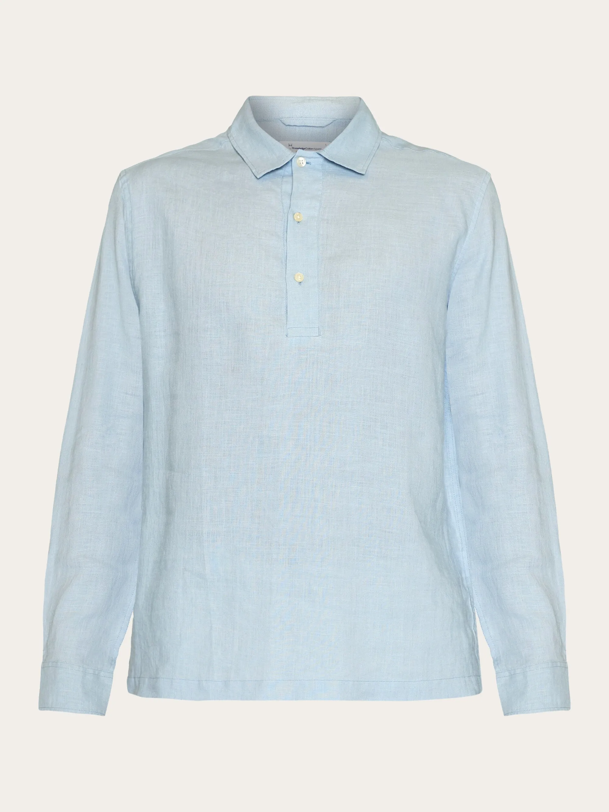 Loose linen polo shirt - GOTS/Vegan - Asley Blue