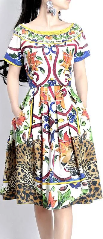 'Majolica' and Cheetah Print Dress