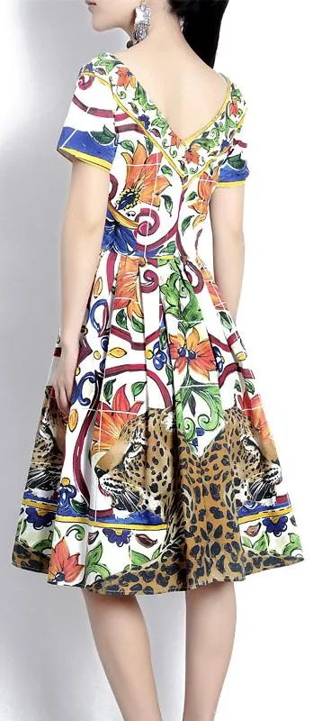 'Majolica' and Cheetah Print Dress