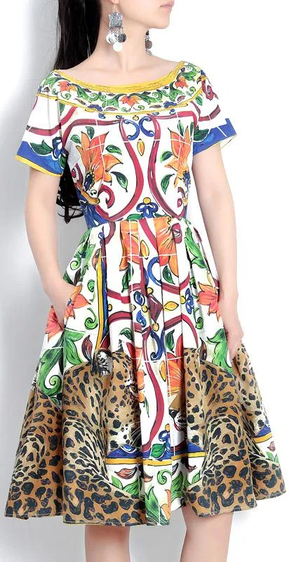 'Majolica' and Cheetah Print Dress