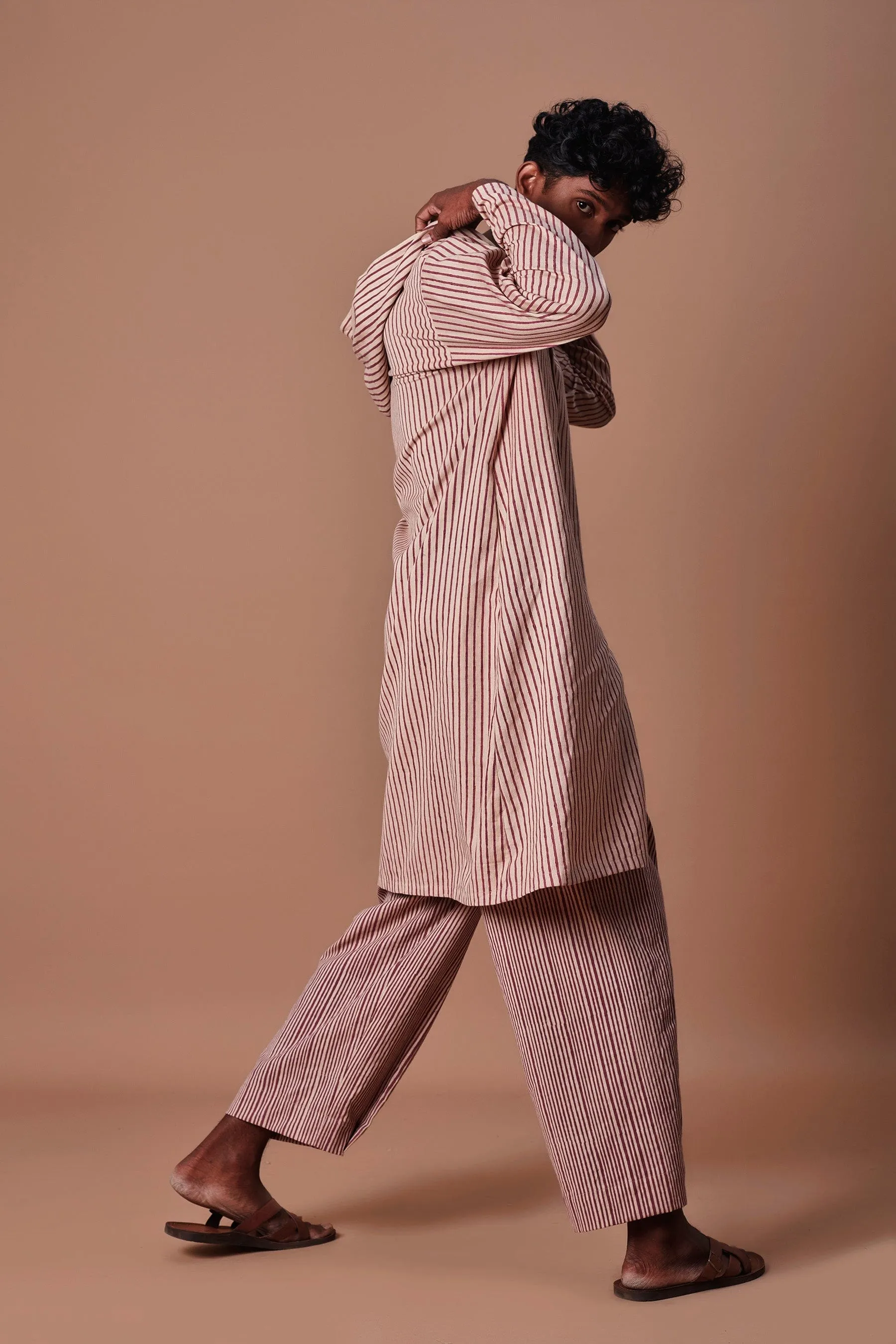 Mati Men's Mauve Striped Trousers