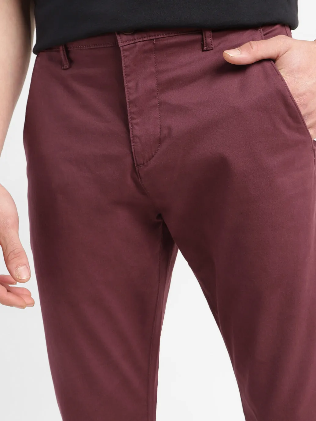 Sure! The optimized title for this e-commerce product could be Slim Tapered Fit Brown Chinos for Men - Style 512.