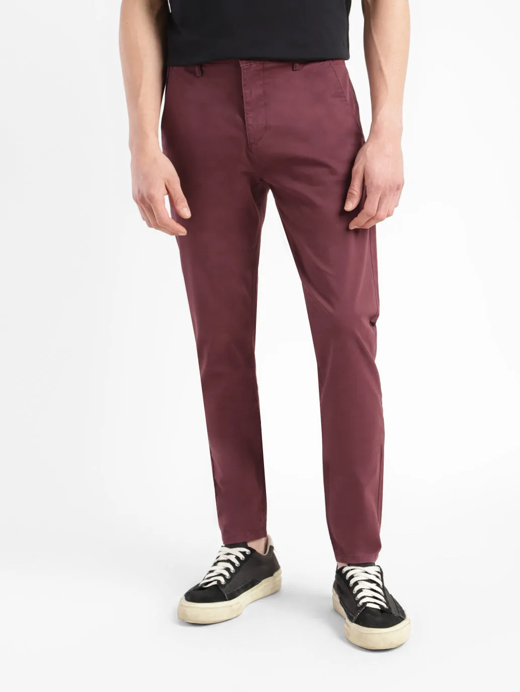 Sure! The optimized title for this e-commerce product could be Slim Tapered Fit Brown Chinos for Men - Style 512.