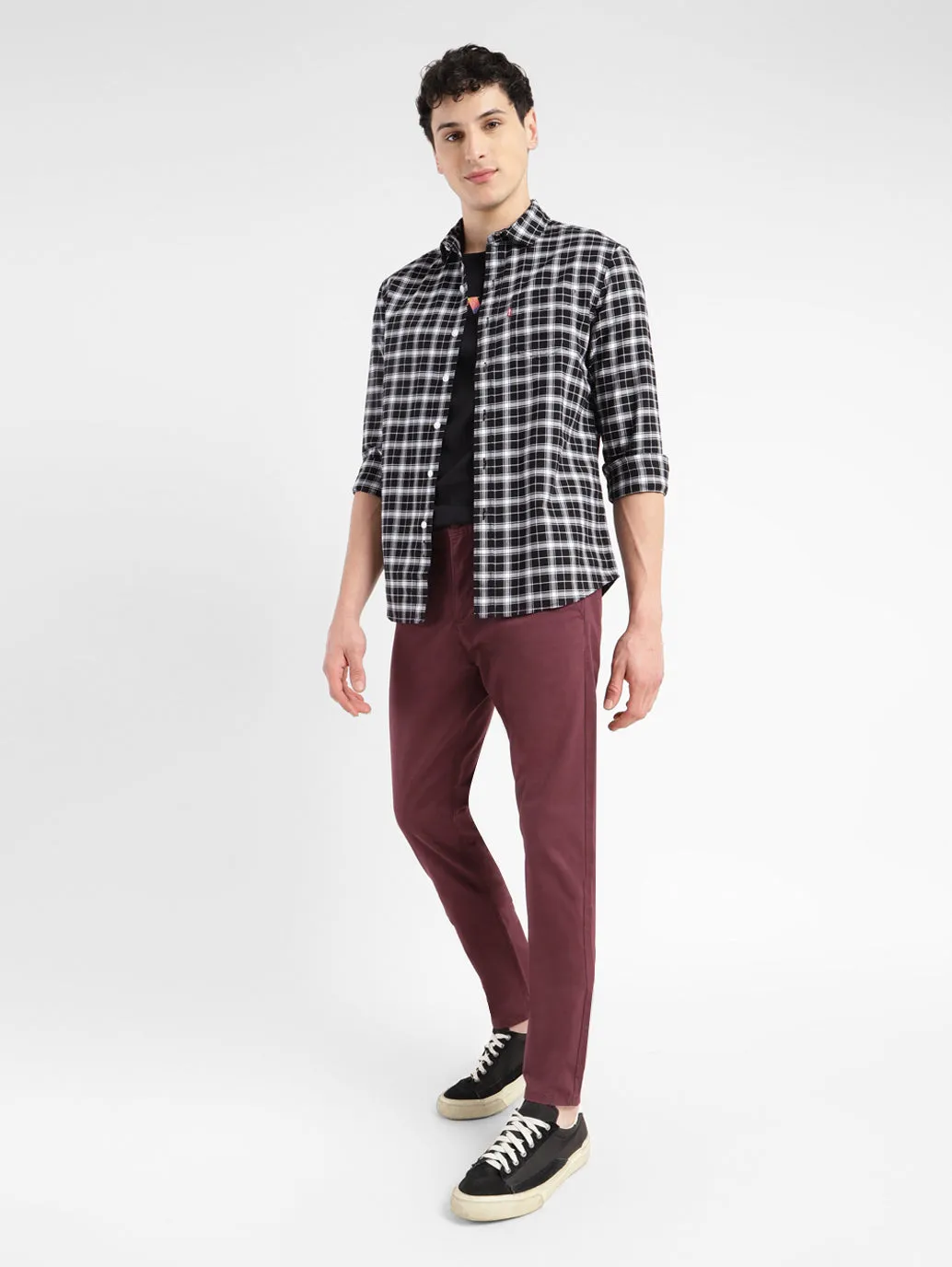Sure! The optimized title for this e-commerce product could be Slim Tapered Fit Brown Chinos for Men - Style 512.