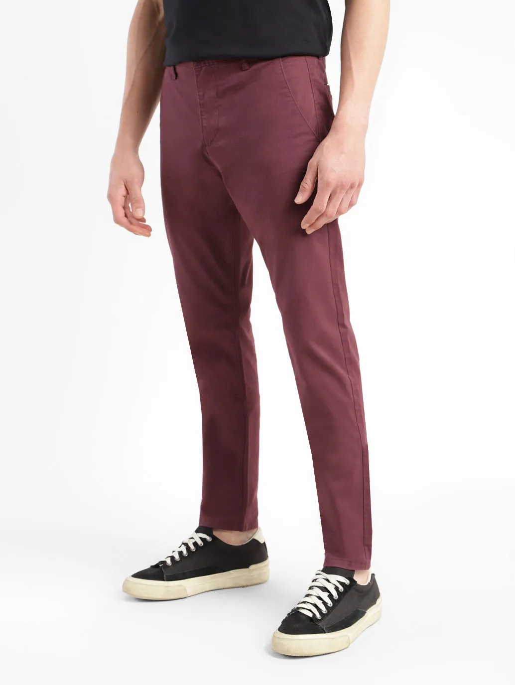 Sure! The optimized title for this e-commerce product could be Slim Tapered Fit Brown Chinos for Men - Style 512.