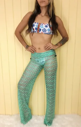 Quick ship Crochet Lace Pant with Drawstring! (available several color options)32"-38"inseam options