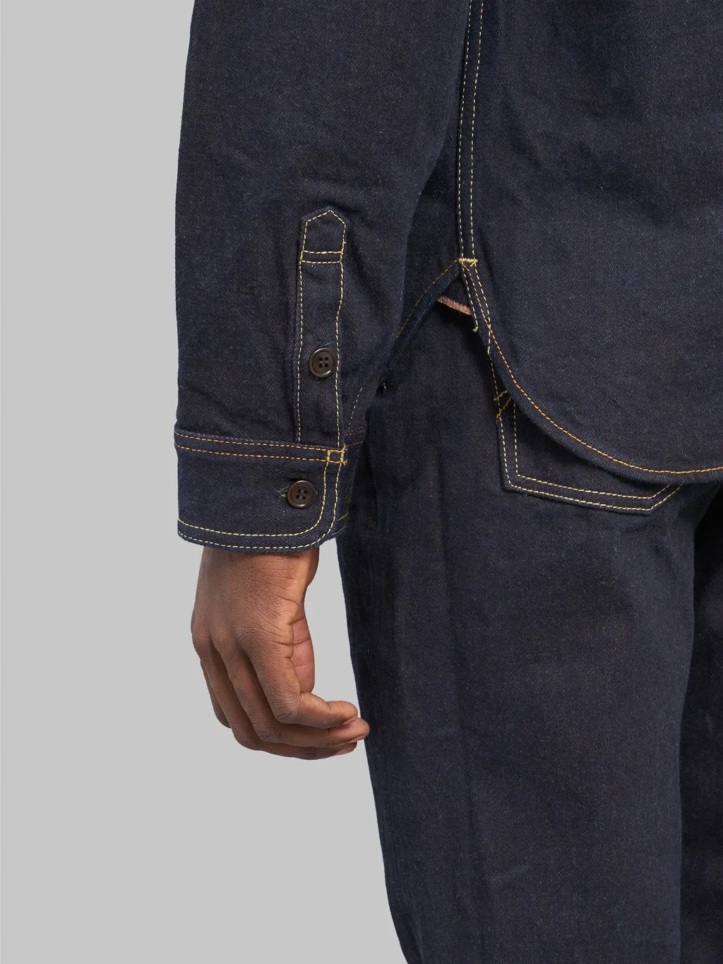Studio D'Artisan D5702 15oz "Aishibuzome" Natural Indigo x Kakishibu Denim Shirt