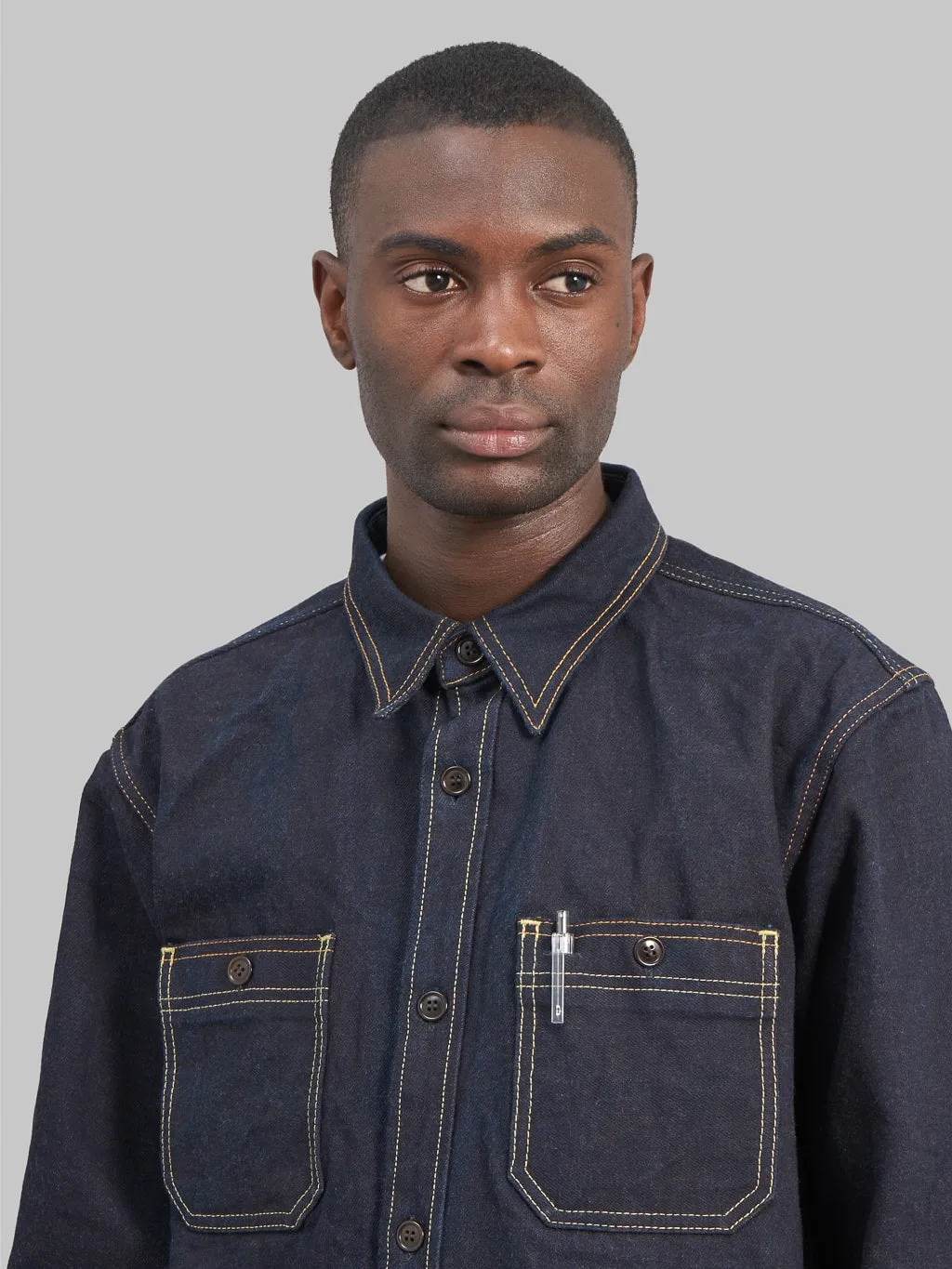 Studio D'Artisan D5702 15oz "Aishibuzome" Natural Indigo x Kakishibu Denim Shirt
