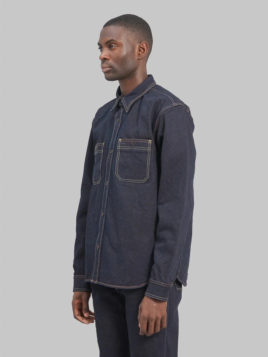 Studio D'Artisan D5702 15oz "Aishibuzome" Natural Indigo x Kakishibu Denim Shirt