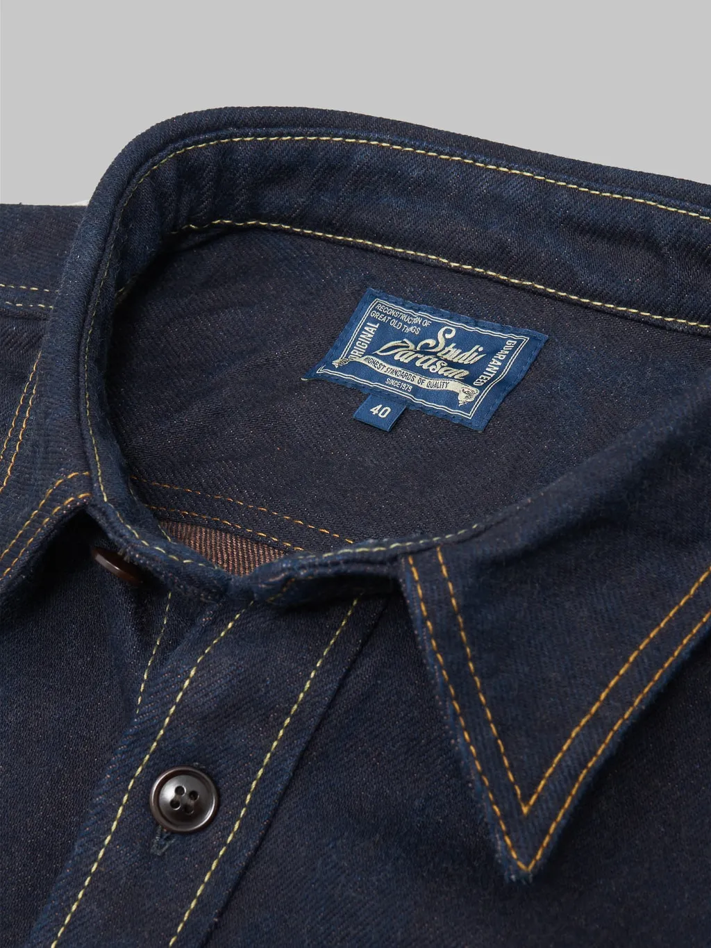 Studio D'Artisan D5702 15oz "Aishibuzome" Natural Indigo x Kakishibu Denim Shirt