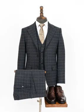 Three Pieces Of brown Mix Stripe Bespoke Men Suit Tailored