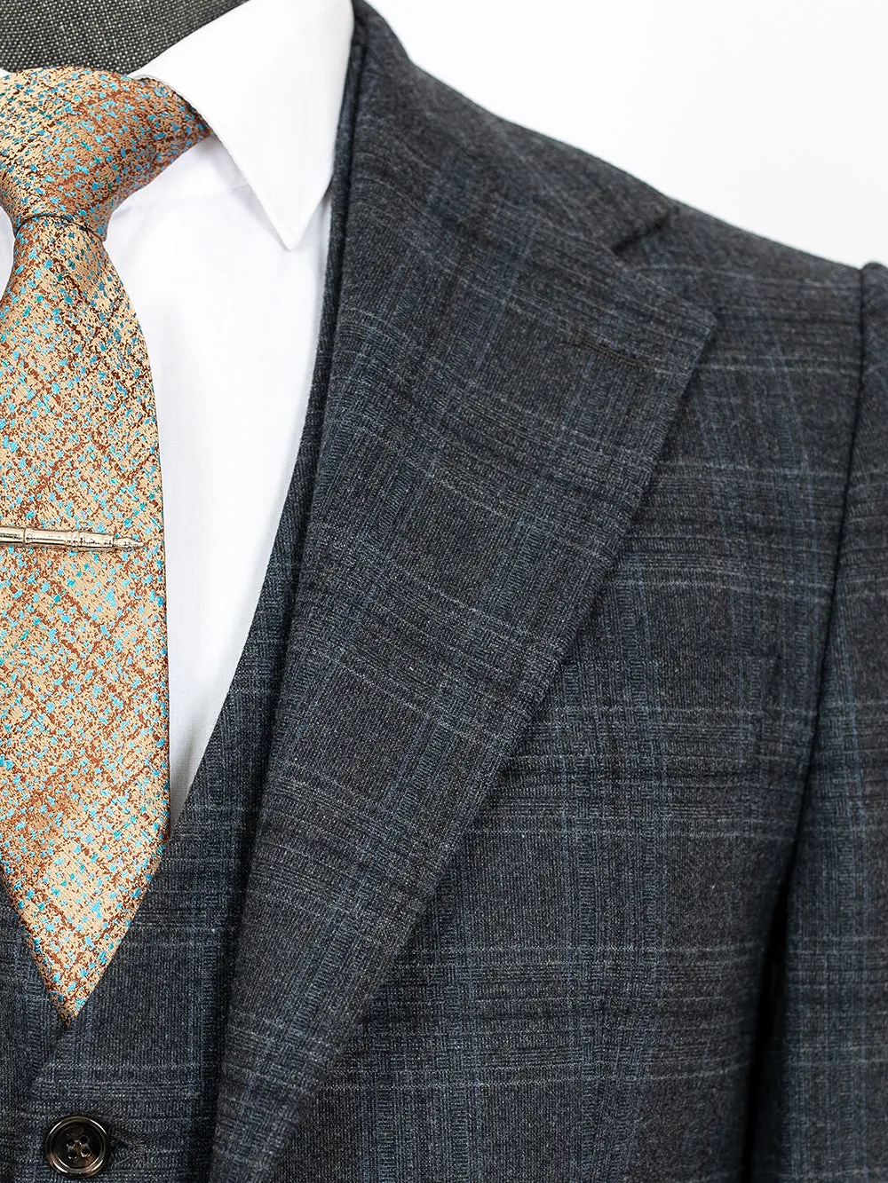 Three Pieces Of brown Mix Stripe Bespoke Men Suit Tailored