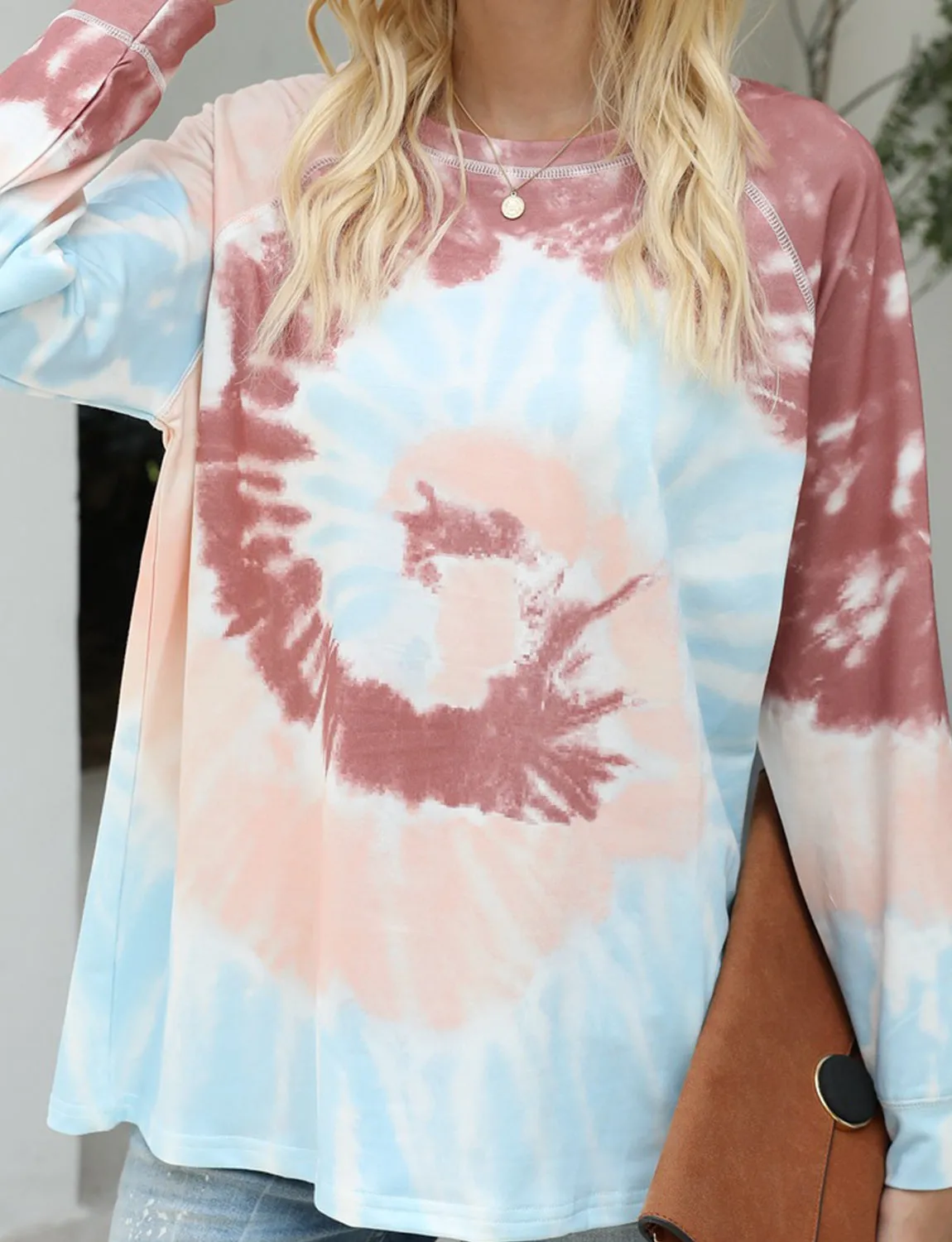 Tie-Dye Loose Tops Round Neck Long Sleeve Sweatshirt