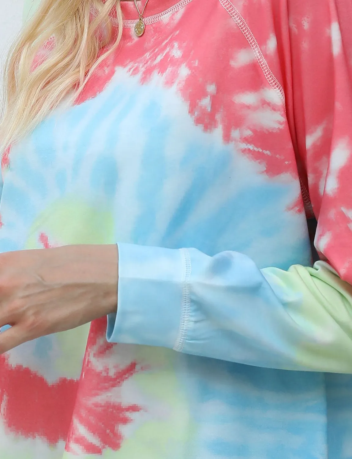 Tie-Dye Loose Tops Round Neck Long Sleeve Sweatshirt