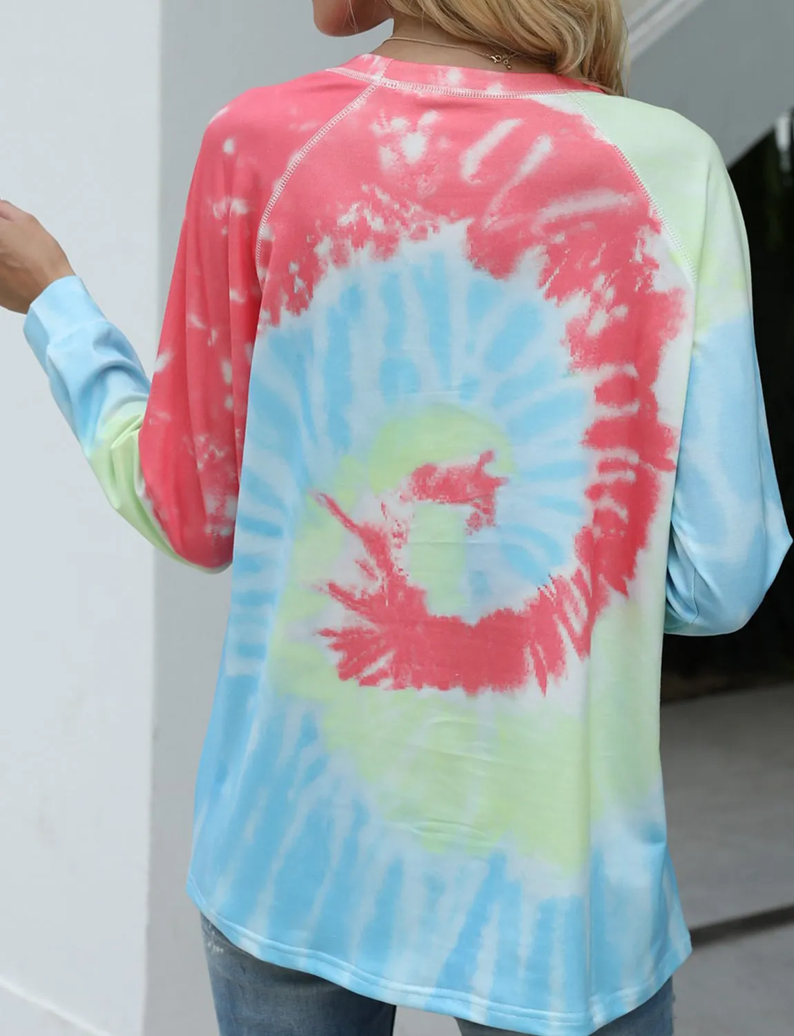 Tie-Dye Loose Tops Round Neck Long Sleeve Sweatshirt