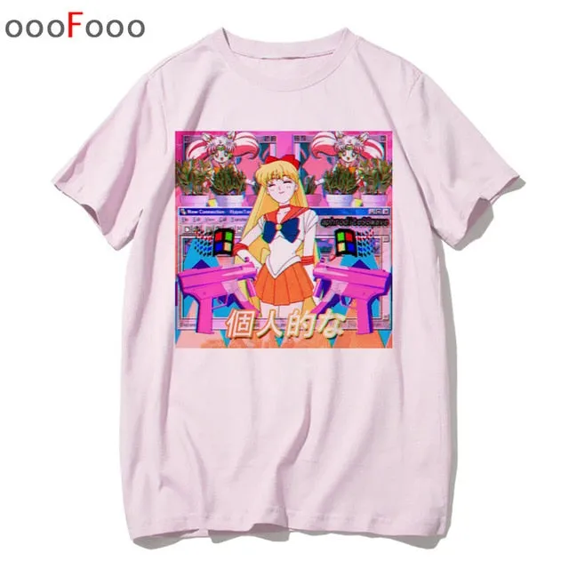 vaporwave T Shirt Harajuk Tops t-shirt Sad Girl Retro Anime Men aesthetic Fashion Japanese male/women Tee Shirt sexy tshirt