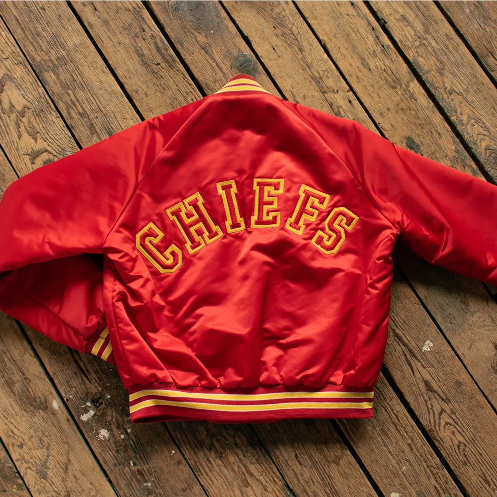 Vintage 1980s KC Chiefs Embroidered Satin Jacket - Med