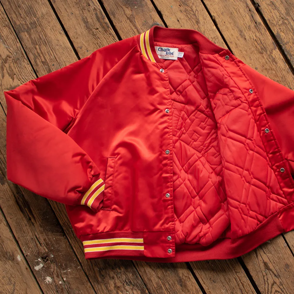 Vintage 1980s KC Chiefs Embroidered Satin Jacket - Med