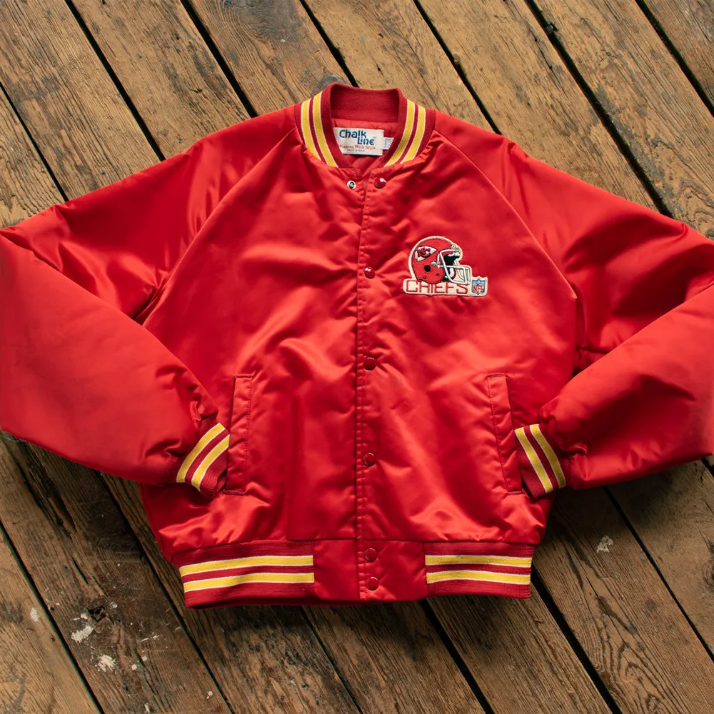 Vintage 1980s KC Chiefs Embroidered Satin Jacket - Med