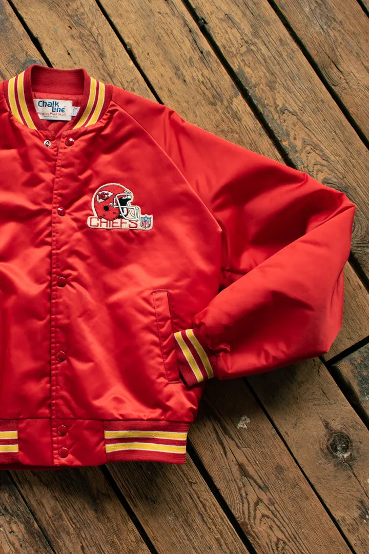 Vintage 1980s KC Chiefs Embroidered Satin Jacket - Med