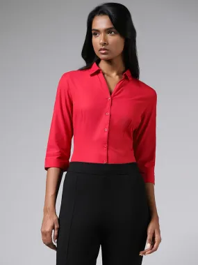 Wardrobe Solid Hot Pink Shirt
