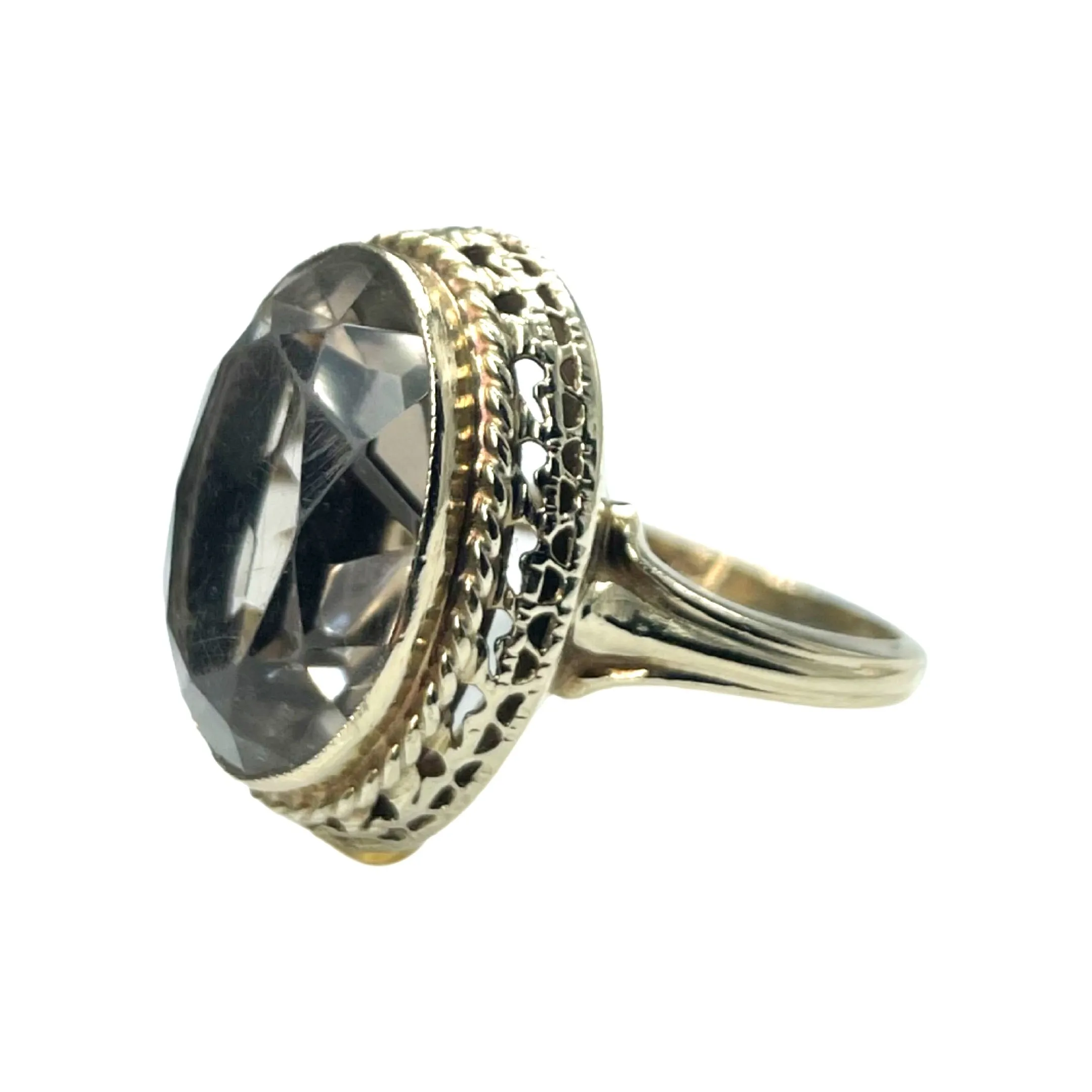 Yellow Gold and Smoky Quartz Ring (Authentic Pre-Owned)